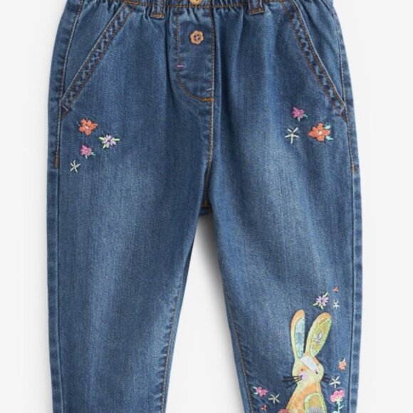 Girls Applique Detail Paperbag Jeans - Picture 2 of 3